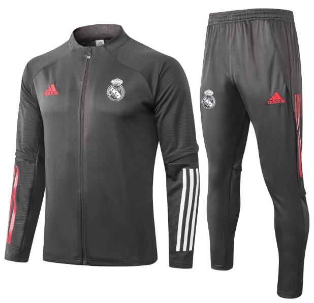 Real Madrid Dark Grey Training Kits Jacket with Pants 2020/21